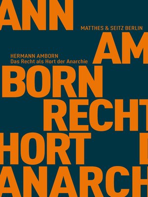 cover image of Das Recht als Hort der Anarchie